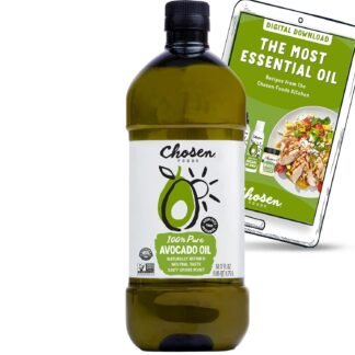 Chosen Foods 100% Pure Avocado Oil for Cooking - 1.75L with Recipe eBook Bundle - Made With Good Fats from Avocados, Naturally Refined, Never Adulterated, High Smoke Point,...