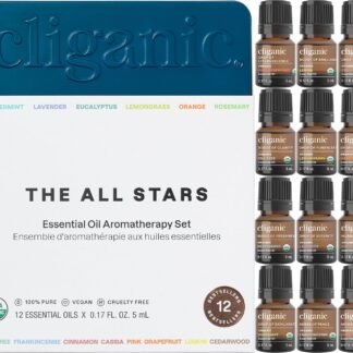 Cliganic Organic Aromatherapy TOP 12 Essential Oils Set, 100% Pure - Peppermint, Lavender, Eucalyptus, Tea Tree, Lemongrass, Rosemary, Frankincense, Orange, Lemon, Cassia,...