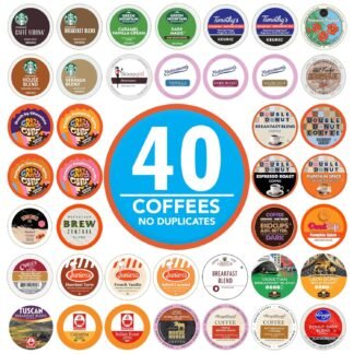 Coffee Pods Variety Pack Sampler from Top Brands, Assorted Single Serve for Keurig K Cups Coffee Makers, 40 Unique Cups