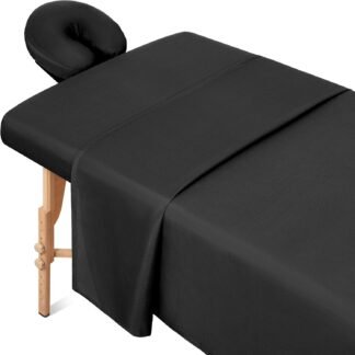 Comfyanno Massage Table Sheets Sets, 3 Pcs Professional Microfiber Massage Bed Cover Sheets, Soft, Light-Weight, Stain & Wrinkle Resistant, Includes Flat & Fitted Sheet, Face...