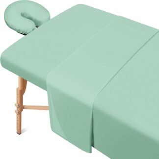 Comfyanno Massage Table Sheets Sets, 3 Pcs Professional Microfiber Massage Bed Cover Sheets, Soft, Light-Weight, Stain & Wrinkle Resistant, Includes Flat & Fitted Sheet, Face...