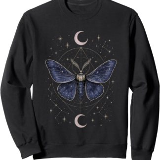 Cosmic Moth Moon Phases Sacred Geometry Witchy Art Sweatshirt