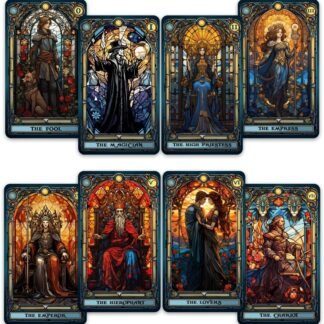 CRAFTERIAN Stained Glass Tarot Cards, 78 Tarot Deck with Foil Edges, Original Tarot Cards for Beginners and Experts with Guide Book, Fortune Telling Game, Divination Tools for...