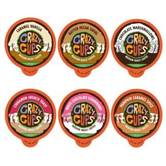 Crazy Cups Flavored Decaf Coffee Variety Pack, Hot or Iced Coffee for Keurig K Cups Machines, Decaf Variety Pack Coffee in Recyclable Pods, 24 Count (Pack of 1)