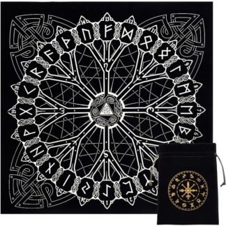 CREATCABIN Altar Cloth Viking Runes Celestial Constellation Tarot Deck Spiritual Tapestry Tablecloth Sacred Cloth Astrology with Tarot Card Bag for Divination Witchcraft Pagan...