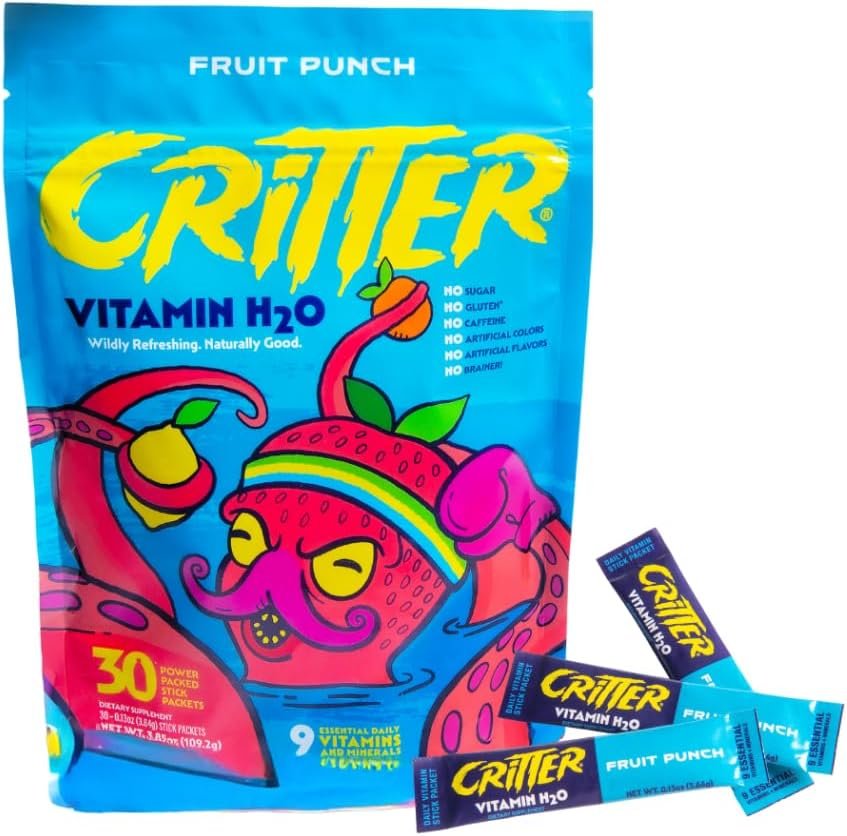 Critter Vitamin H2O Kids Hydration Multivitamin Drink Mix Electrolytes Essential Vitamins Delicious Natural Flavors 30 Single-Serve Packets - lunas-mystic-emporium.com Critter Vitamin H2O – Kids’ Hydration & Multivitamin Drink Mix – Electrolytes, Essential Vitamins, Delicious Natural Flavors – 30 Single-Serve Packets
