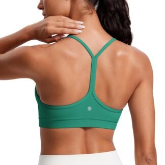 CRZ YOGA Butterluxe Womens Y Back Sports Bra - Padded Racerback Low Impact Spaghetti Thin Strap Workout Yoga Top