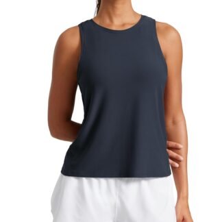 CRZ YOGA Cloudweight Crew Neck Workout Tanks Lightweight Athletic Gym Tops for Women Soft Basic Running Sleeveless Shirts