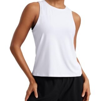 CRZ YOGA Cloudweight Crew Neck Workout Tanks Lightweight Athletic Gym Tops for Women Soft Basic Running Sleeveless Shirts
