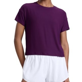 CRZ YOGA Cloudweight High Neck Workout Tops for Women Basic Athletic Lightweight Short Sleeve Shirts Loose Running T-Shirt