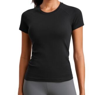 CRZ YOGA Seamless Workout Tops for Women Short Sleeve Athletic Tees Breathable Gym Running Yoga Shirts