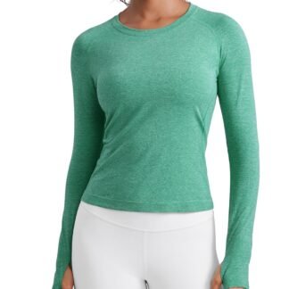 CRZ YOGA Womens Seamless Workout Long Sleeve Shirts Quick Dry Gym Athletic Tops Breathable Running Yoga T-Shirts