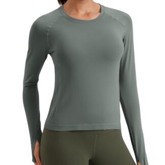 CRZ YOGA Womens Seamless Workout Long Sleeve Shirts Quick Dry Gym Athletic Tops Breathable Running Yoga T-Shirts