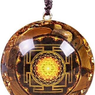 Day Day Up Orgonite Pendant Tiger Eye Necklace Sri Yantra Necklace Sacred Geometry Energy Healing Yoga Jewelry (Style 1)