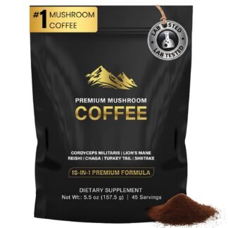 DLNIA Organic Mushroom Coffee with 12 Adaptogenic Mushrooms, Arabica Beans, Coconut Milk & MCT Oil | Cordyceps, Lion’s Mane & Turkey Tail Instant Coffee for Better Energy,...