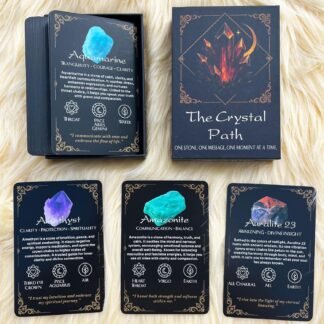 DPEHAKMK Crystal Information Cards Deck, 50 Crystal Meaning Cards, Healing Crystal Affirmation Deck with Chakra and Zodiac Associations and Energy Divination, Meditation Tool