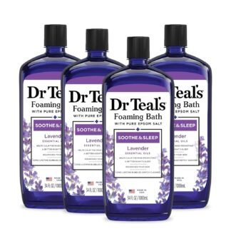 Dr Teal's Foaming Bath with Pure Epsom Salt, Soothe & Sleep with Lavender, 34 fl oz (Pack of 4)