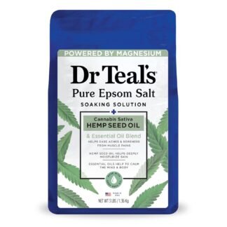 Dr Teal's Pure Epsom Magnesium Salt Soak, Cannabis Sativa Hemp Seed Oil, 3 lb