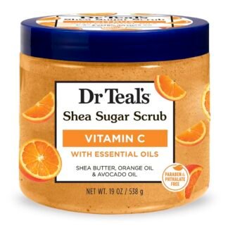 Dr Teal's Shea Sugar Body Scrub, Citrus with Essential Oils & Vitamin C, 19 oz