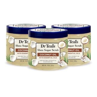Dr Teal's Shea Sugar Body Scrub, Coconut Oil with Essential Oils, 19 oz (Pack of 3)