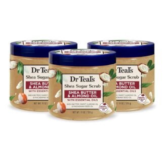 Dr Teal's Shea Sugar Body Scrub, Shea Butter with Almond Oil & Essential Oils, 19 oz (Pack of 3)