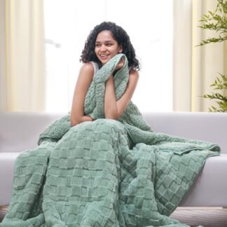 Drewin 15lbs Weighted Blanket Queen Size, Classy Soft Jacquard Checkered Sherpa Weighted Blankets for Sleep Natural and Calming, Cozy Fluffy Heavy Blanket for Sofa Bed, 60 x 80...