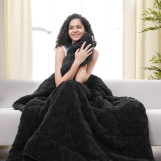 Drewin Weighted Blanket Queen Size 15lbs, Dual Sided Soft Cozy Jacquard Checkered Sherpa Weighted Blanket for Adults, Ultra-Soft Fluffy Heavy Blanket for Sofa Bed, 60 x 80...