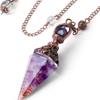 DUQGUHO Crystal Pendulums Amethyst Healing Crystal Quartz Pendulum Spiritual Hexagonal Pointed Cone Resin Pendants Witchcraft Energy Balancing Accessories Divination Dowsing...