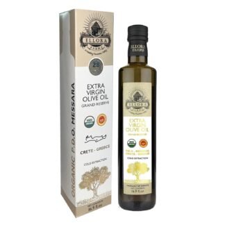 Ellora Farms, Organic Greek Extra Virgin Olive Oil, Single Estate PDO Messara, High Polyphenol, Traceable, Kosher, Glass Bottle in gift box, 17 FL oz