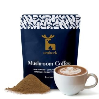 Emberk Organic Instant Mushroom Coffee - 35 Servings of Arabica Coffee with Six 100% Fruiting Body Mushrooms for Mental Clarity, Sustained Energy, Gut Health and Immune Support...