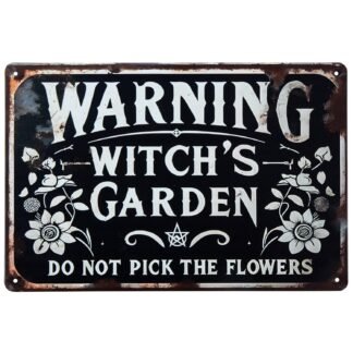 ERLOOD Warning Witch's Garden Do Not Pick The Flowers Metal Tin Sign Vintage Wall Decoration Home Garden Kitchen Art Sign 8 x 12