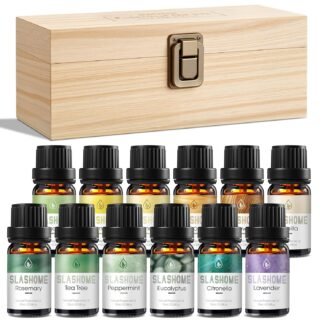 Essential Oils for Diffusers for Home – 12-Pack Essential Oil Set for Sleep & Refreshing Scents – Premium Aromatherapy Diffuser Oils Scents for Home in Wooden Gift Box, Best...