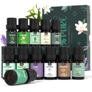 Essential Oils Set Top 12 Aromatherapy-Essential Oils for Diffuser for Home,Air Freshening Diffuser Oils Scents for Aromatherapy,Laundry,Candle&Soap Making,Humidifiers 12 X 5ML