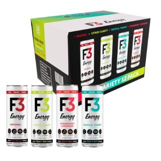 F3 Energy Drink Variety Pack - Muscle Building Sports Drinks w/BCAA, Panax Ginseng & Ginkgo Biloba - Natural Energy Drinks for Mental Focus & Muscle Recovery, 125 mg Caffeine...