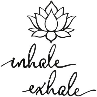 Ferraycle Inhale Exhale Wall Art Yoga Meditation Decor Lotus Flower Wall Art Yoga Sign Decorative Black Metal Meditation Decoration Spiritual Decor for Living Room Bedroom...