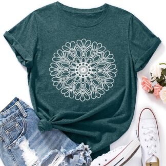 Flower Tshirts Shirts for Women Cute Dandelion Tshirt Casual Short Sleeve Wildflower Floral Heart Print Graphic Tee Tops