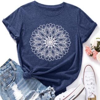 Flower Tshirts Shirts for Women Cute Dandelion Tshirt Casual Short Sleeve Wildflower Floral Heart Print Graphic Tee Tops