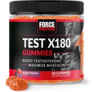 Force Factor Test X180 Gummies Testosterone Booster for Men with Tongkat Ali, Horny Goat Weed, Tribulus Terrestris, Fenugreek, & Black Maca, Supplement Men, Berry Punch, 60...