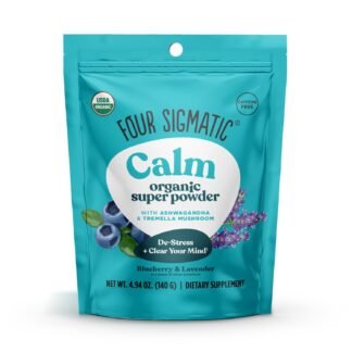 Four Sigmatic Calm Super Powder | Organic Superfood Powder with Magnesium Citrate, Organic Chamomile Extract, and Tremella Mushroom Extract | Blueberry Drink Mix (4.94 oz.)