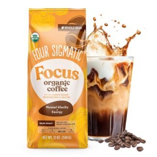 Four Sigmatic Dark Roast Organic Whole Bean Coffee | Whole Beans Coated with Lion's Mane, Chaga Mushrooms | Nootropic Mushroom Coffee for Enhanced Brain Function & Immune...