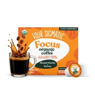 Four Sigmatic Mushroom Coffee K-Cups | Organic Dark Roast Coffee with Lion’s Mane Mushroom Powder & Yacon | Focus & Immune Support | Vegan & Keto | Sustainable Pods | 24 Count