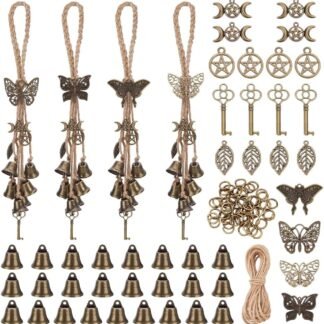 FREEBLOSS 4 Set Witch Bells DIY Kit for Door Knob Witch Bell Witchcraft Kit Butterfly Witchy Decor Positive Hanging Wiccan Wind Chimes Witchcraft Supplies Witches Protection Bells