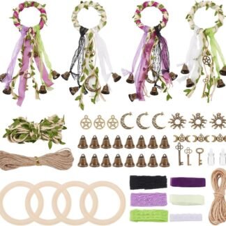 FREEBLOSS 4 Set Witch Bells DIY Kit for Door Knob Witch Bell Witchcraft Kit Witchy Decor Positive Hanging Wiccan Wind Chimes Witchcraft Supplies Witches Protection Bells for...