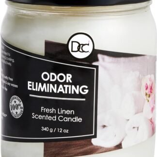 Fresh Linen Odor Eliminating Highly Fragranced Candle - Eliminates 95% of Pet, Smoke, Food, and Other Smells Quickly - Up to 80 Hour Burn time - 12 Ounce Premium Soy Blend