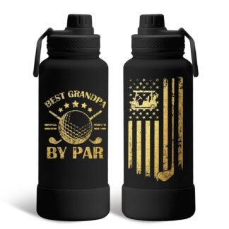 Golf Gift for Grandpa - 34oz Grandpa by Par Golf Water Bottle, Best Grandfather Tumbler with Spout Lid, Golfs Water Bottle for Grandpas Birthday Gift, Insulated Travel Coffee...