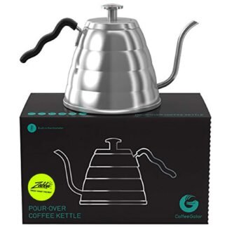 Gooseneck Kettle with Thermometer - 34oz Premium Stainless Steel Pour Over Coffee Maker Kettle, Stove Top, w/Precision Drip Spout, for Drip Coffee, French Press, Tea Kettle, 4 Cup