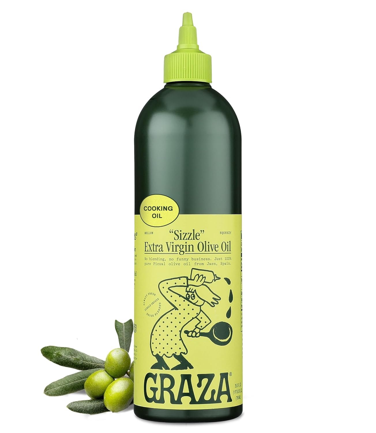 Graza Sizzle Extra Virgin Olive Oil Cooking Oil - High Polyphenol Peak Harvest EVOO Cooking Oil in a Squeeze Bottle - Single Origin Olive Oils from Spain - 253 Fl Oz 750ml - lunas-mystic-emporium.com Graza Sizzle Extra Virgin Olive Oil, Cooking Oil - High Polyphenol Peak Harvest EVOO Cooking Oil in a Squeeze Bottle - Single Origin Olive Oils from Spain - 25.3 Fl Oz (750ml)