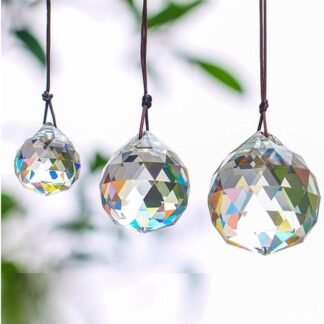 H&D HYALINE & DORA Set of 3 Clear Crystal Ball Includes 20/30/40mm Faceted Prism Balls Suncatcher for Ceiling Lighting Chandelier Hanging Decorating