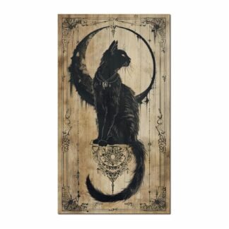 Halloween Retro Wooden Hanging Sign, Gothic Black Cat & Moon Wall Art With 2 Hook On The Backside, Artwork Witchcraft, Cat Lover Decorative Sign For Bedroom, Home & Office Decor...