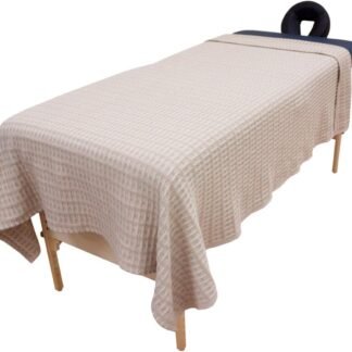 Harmony Cotton Spa and Massage Table Blankets by Body Linen. 100% Cotton, 66 by 90 Inches. Soft, Warm and Stylish. Machine Washable. Two Tone Knit Pattern, Tan and Natural.